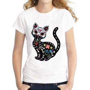 Day of the Dead T Shirt Women's Large Muerta Kitty